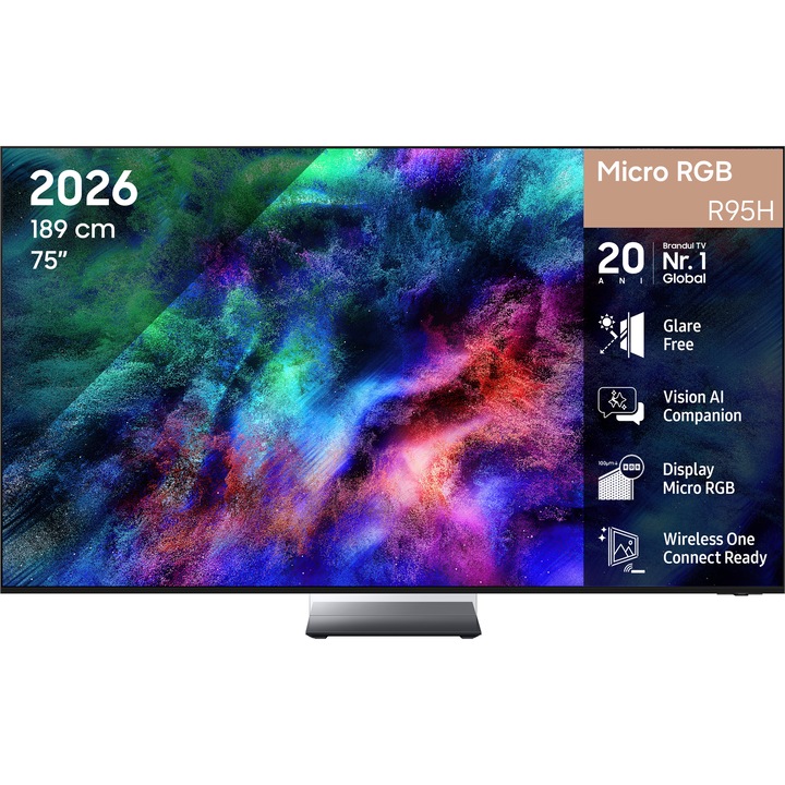 Телевизор SAMSUNG Micro RGB 75R95H, 75" (189 см), Smart, 4K Ultra HD, 165 Hz, Клас E (Модел 2026)