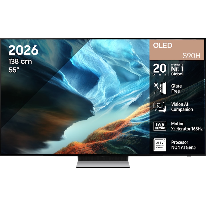 Телевизор SAMSUNG OLED 55S90H, 55" (138 см), Smart, 4K Ultra HD, 165 Hz, Клас F (Модел 2026)