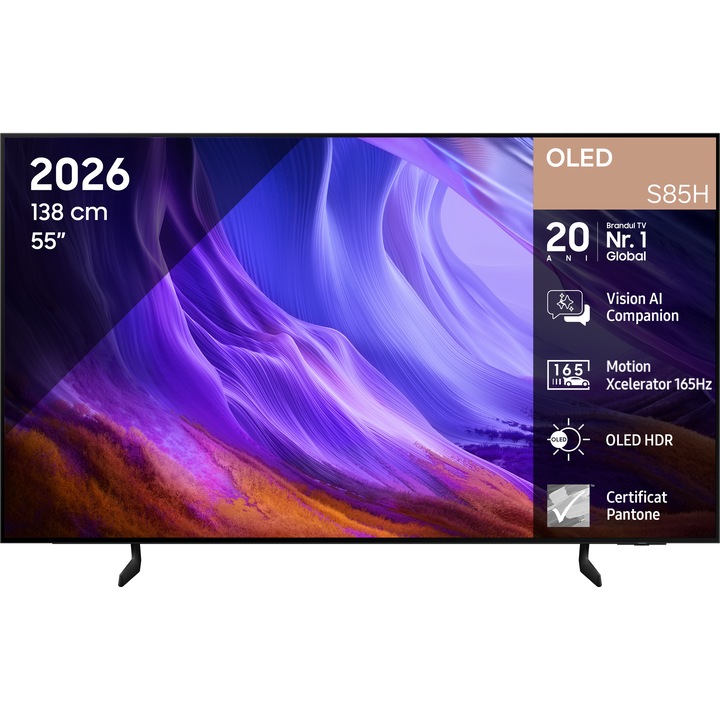 Televizor SAMSUNG OLED 55S85H, 138 cm, Smart, 4K Ultra HD, 120 Hz, Clasa F (Model 2026)
