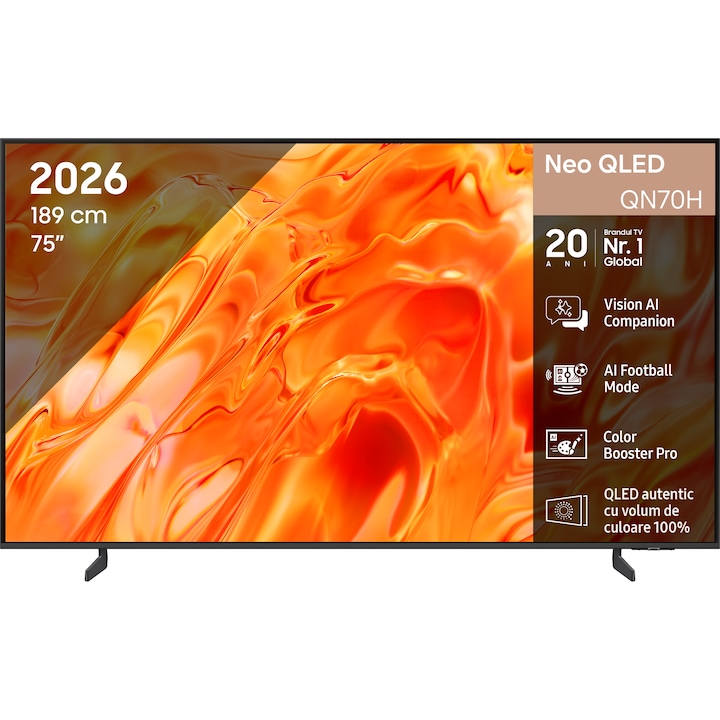 Телевизор SAMSUNG MiniLED Neo QLED 75QN70H, 75" (189 см), Smart, 4K Ultra HD, Клас D (Модел 2026)