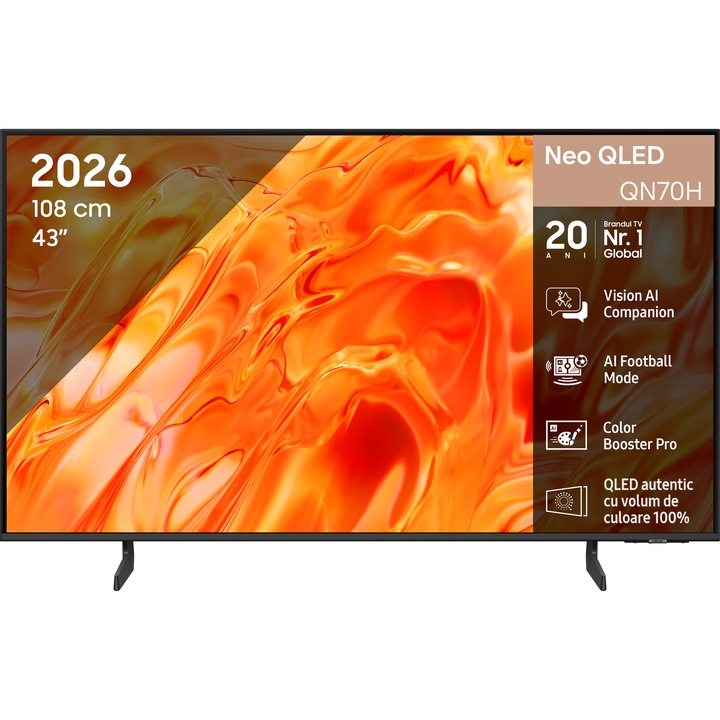 Televizor SAMSUNG MiniLED Neo QLED 43QN70H, 108 cm, Smart, 4K Ultra HD, Clasa F(Model 2026)