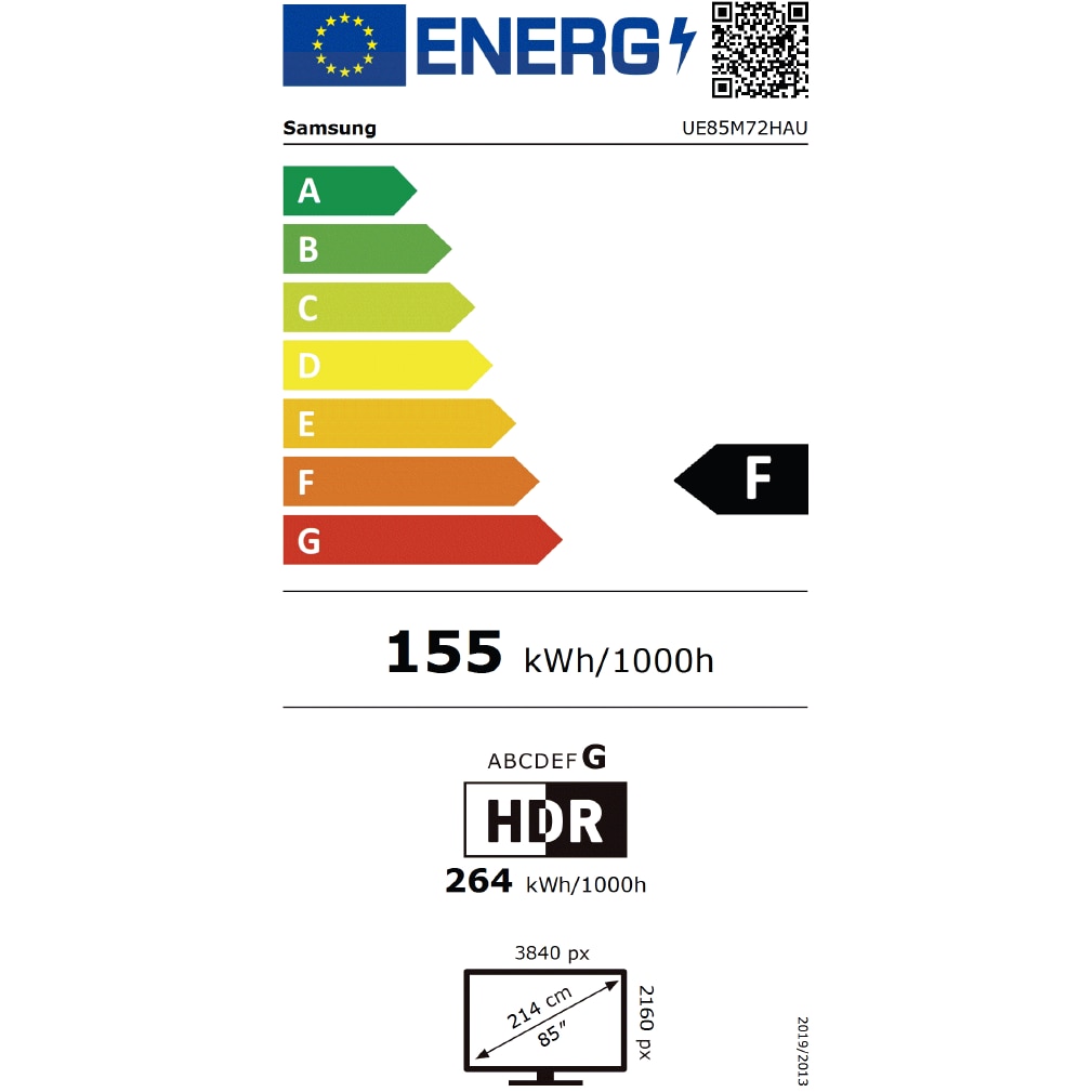 Televizor SAMSUNG MiniLED 85M72H, 214 cm, Smart, 4K Ultra HD, Clasa F (Model 2026)