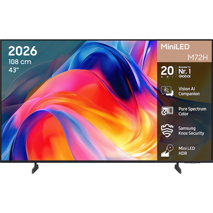 Televizor SAMSUNG MiniLED 43M72H, 108 cm, Smart, 4K Ultra HD, Clasa F (Model 2026)