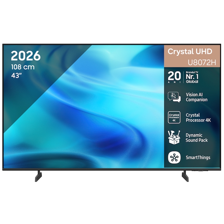 Televizor SAMSUNG LED 43U8072H, 108 cm, Smart, 4K Ultra HD, Clasa F (Model 2026)