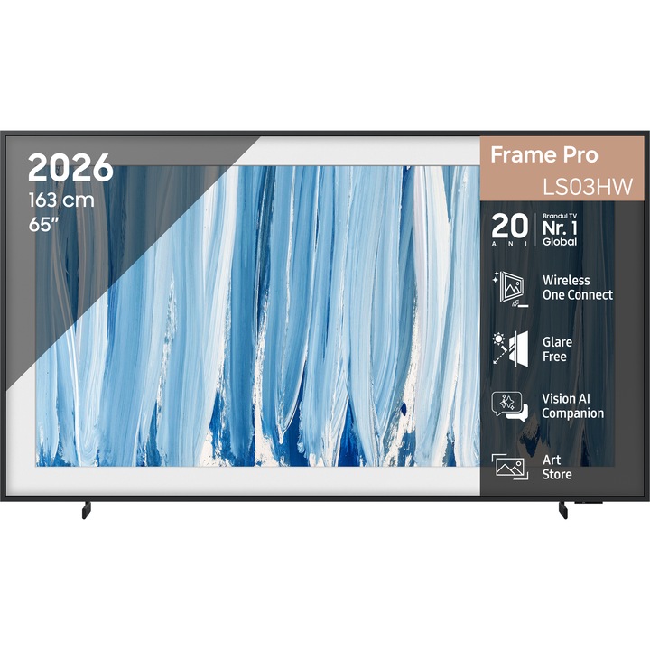 Televizor SAMSUNG Neo QLED The Frame Pro 65LS03HW, 163 cm, Smart, 4K Ultra HD, 144 Hz, Clasa F (Model 2026)
