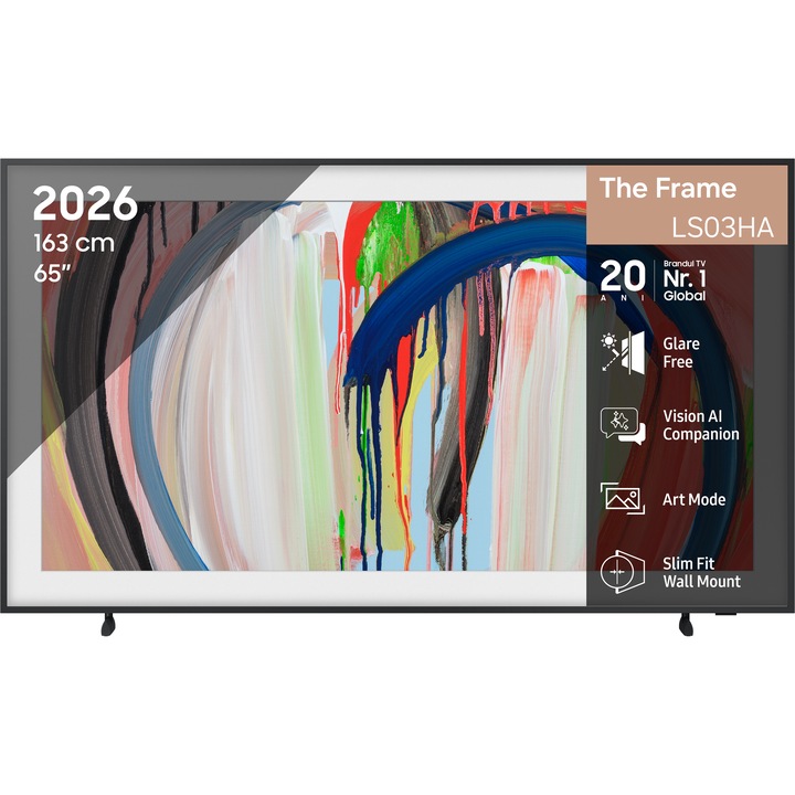 Televizor SAMSUNG QLED The Frame 65LS03H, 163 cm, Smart, 4K Ultra HD, Clasa F (Model 2026)