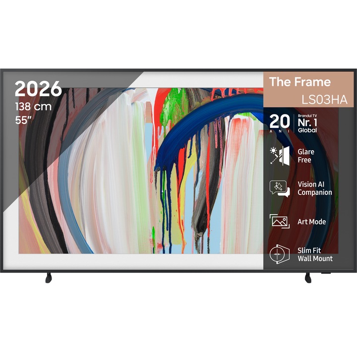 Телевизор SAMSUNG QLED The Frame 55LS03H, 55" (138 см), Smart, 4K Ultra HD, Клас F (Модел 2026)