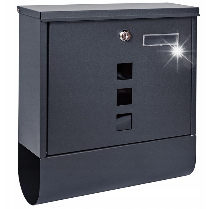 M-TEC Classic postaláda, antracit, 34x30x9,5cm, rögzítőelemekkel együtt, 3 betekintőnyílás