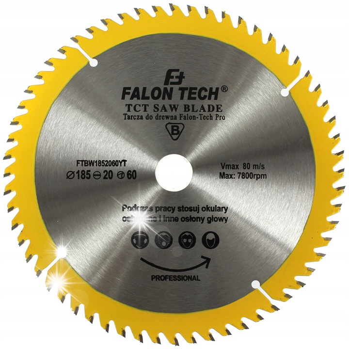 Tarca de taiere Falon-Tech 185x20mm, 60 dinti, pentru lemn