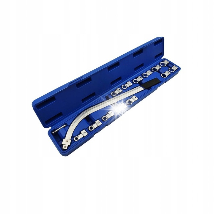 Kulcskészlet racsnihoz, Falon-Tech, 15 darabos, 455mm hosszúság, TORX E10-E18, 12-19mm