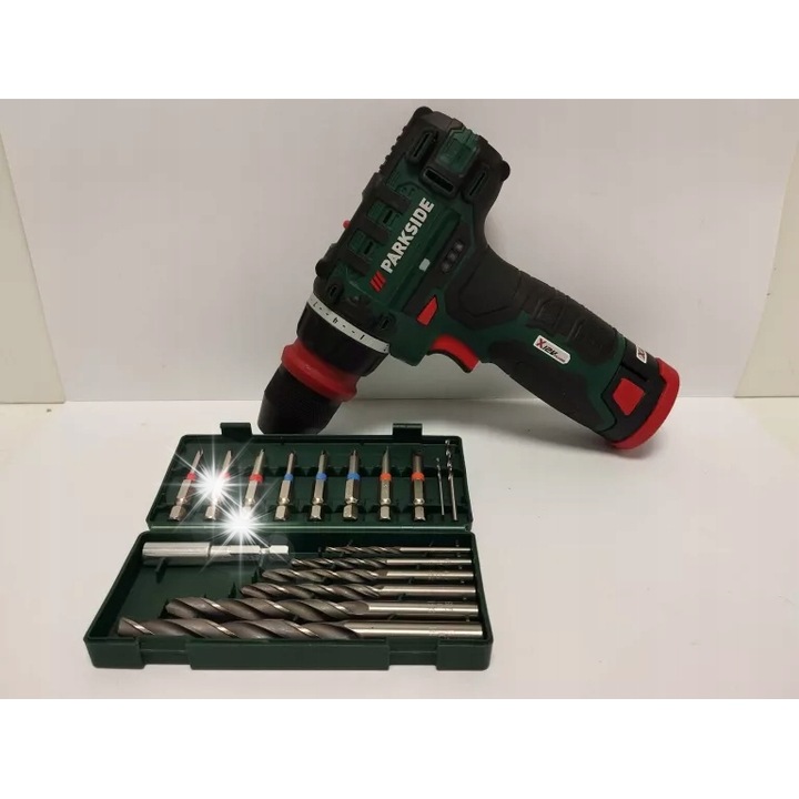 Parkside PBSA 12 fúró-csavarozó, 12V, 28 Nm, 19 nyomatékfokozat, 19,6x17,5x5,7cm, akkumulátor és töltő nélküli készlet