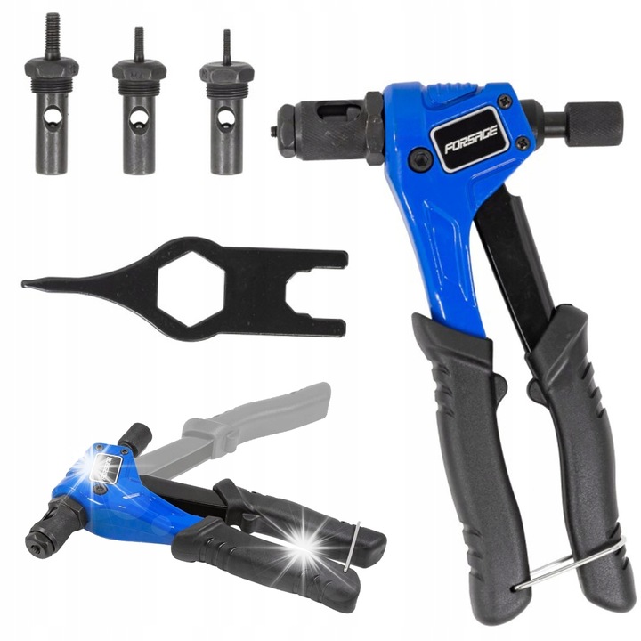 Kézi szegecselőgép Forsage M3-M6, 210mm, 4 fejjel, táskával