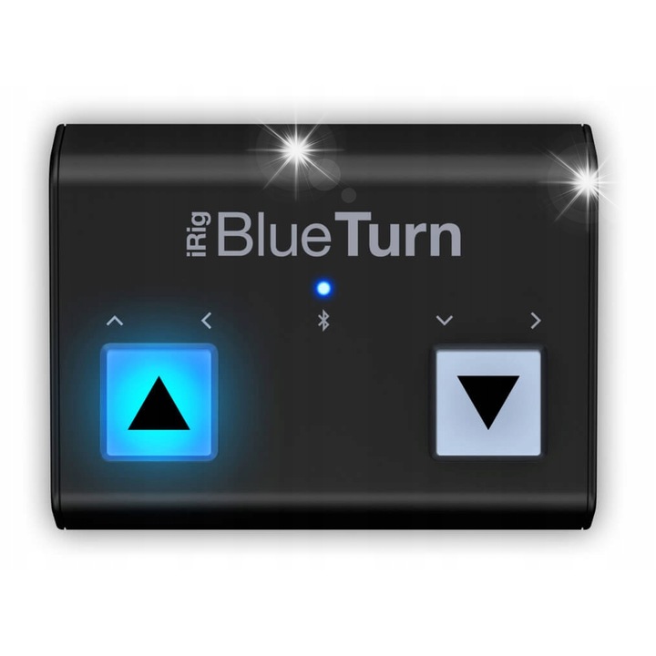 Controler de schimbare pagini Bluetooth IK Multimedia iRig BlueTurn, compact, iluminat, 126x93x25mm, 2 butoane