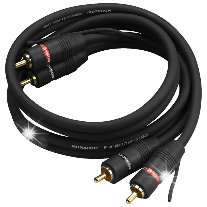Cabluri audio stereo Monacor AC-150/SW, 4 x RCA, 1,5m, negru
