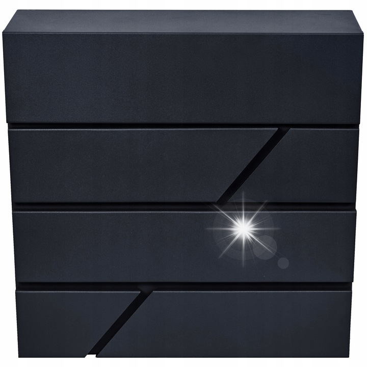 M-TEC MODERN postaláda, antracit, 37x37x10,5cm, újságtartóval, szerelőkészlettel együtt