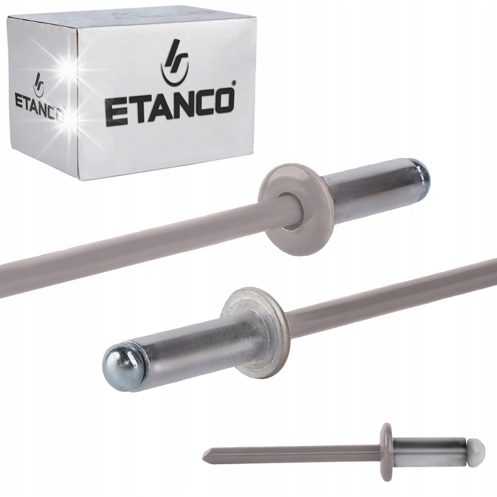 Nity aluminiowe 4,8x12mm RAL 9007 set 500 buc.