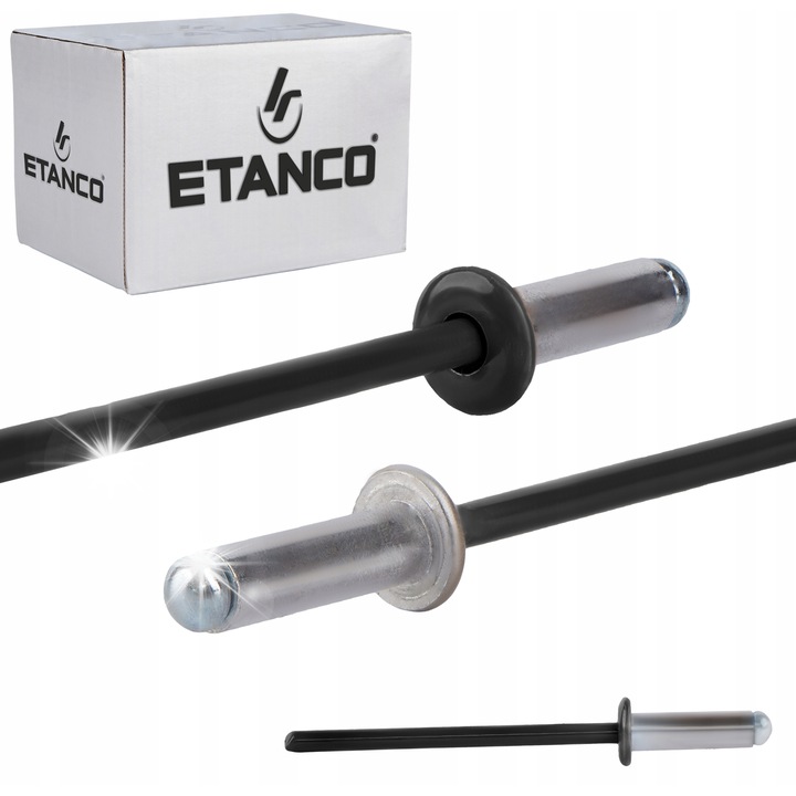 Nity aluminiowe 4x12mm RAL 9005 set 500 bucati