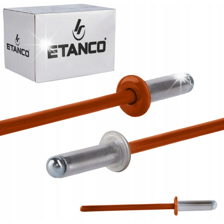 Nity aluminiowe 4x12mm RAL 8004 set 500 bucati
