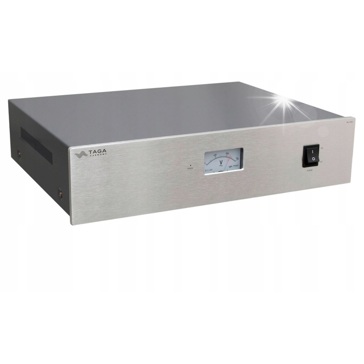 Taga Harmony PC-7000 hálózati kondicionáló, 8 Schuko aljzat, túlfeszültség elleni védelem, ezüst, 430x330x110mm