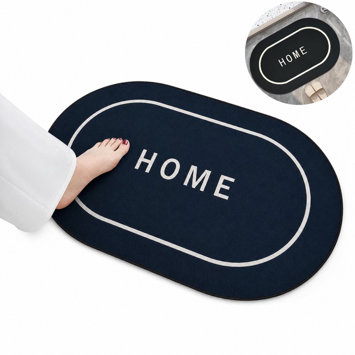 Macvi® Csúszásgátló Szőnyeg HOME Modell 40x60 cm, Ovális, Dekoratív, Előszoba, Konyha, Sötétkék
