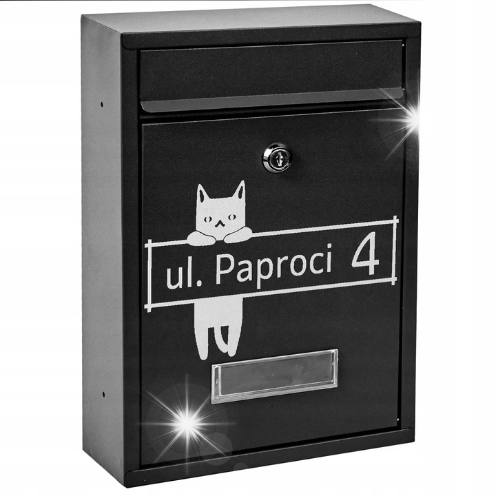 Személyre szabott M-TEC RIB postaláda, fekete, 32x21,5x9cm, szerelőkészlettel együtt