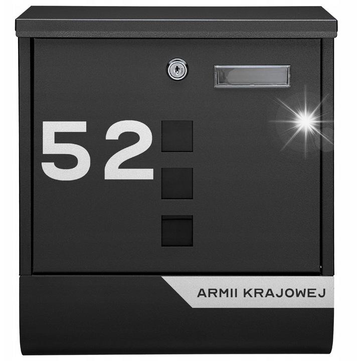 Személyre szabott M-TEC Classic postaláda, 34x30x9,5cm, 3 betekintőnyílás, fekete