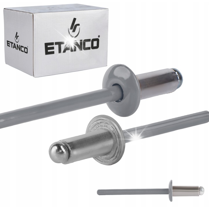 Nity aluminiowe zrywalne 4x10mm RAL 9006 set 500 buc.