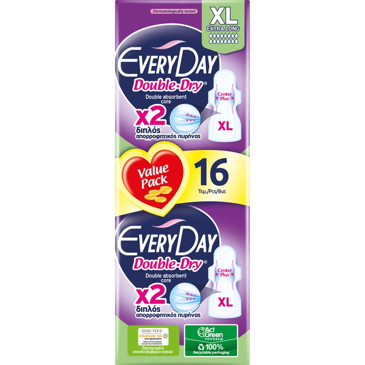 Ежедневни превръзки Double-Dry XL, 16 бр