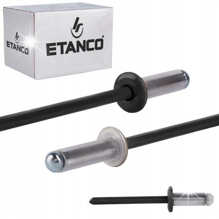 Nity aluminiowe zrywalne 4,8x12mm RAL 9005 set 500 buc.