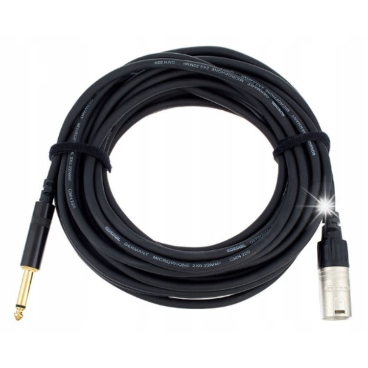 Cordial CCM 10 MP mikrofonkábel, XLR - 6,3 mm Jack, 10m, fekete, aranyozott csatlakozókkal