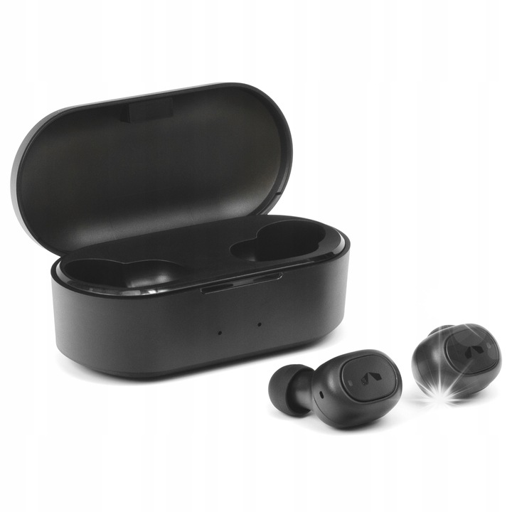 Casti wireless Encore RockMaster One, Bluetooth 5.0, microfon, 43mAh, set cu etui powerbank