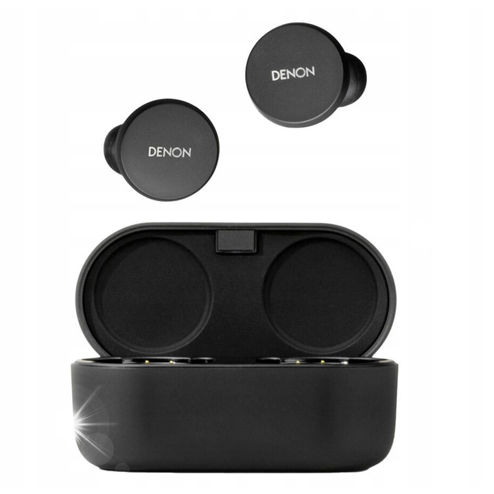 Casti wireless Denon PerL, cu ANC, Bluetooth, culoare neagra, set complet