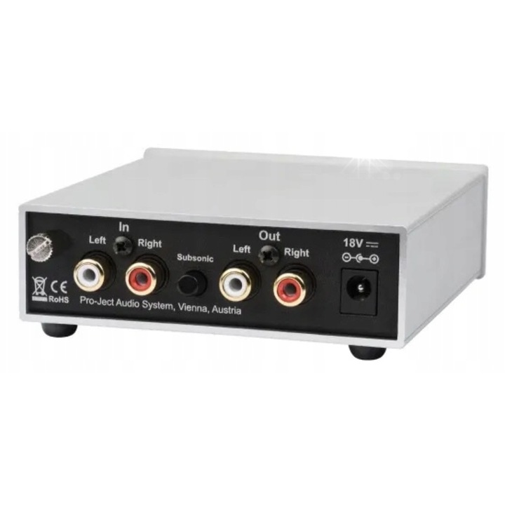 Грамофонен предусилвател Pro-Ject Phono Box S2, MM/MC, 103x36x115mm, Сребърен