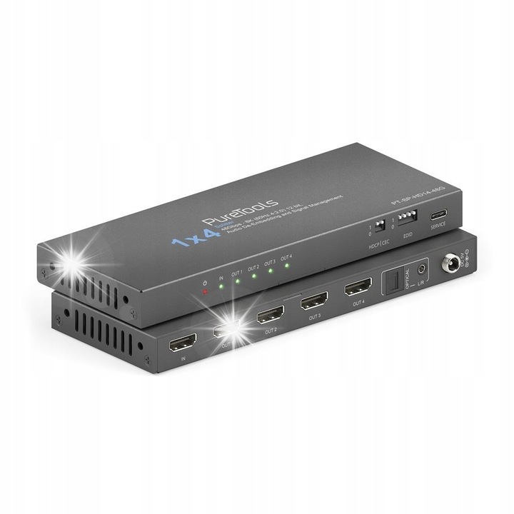 PureLink HDMI 2.1 elosztó 1x4 48Gbps, 8K/4K, skálázással és hangkivonással