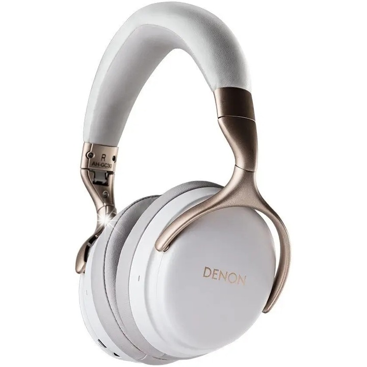 Casti wireless Denon AH-GC30, ANC, 20 ore autonomie, alb