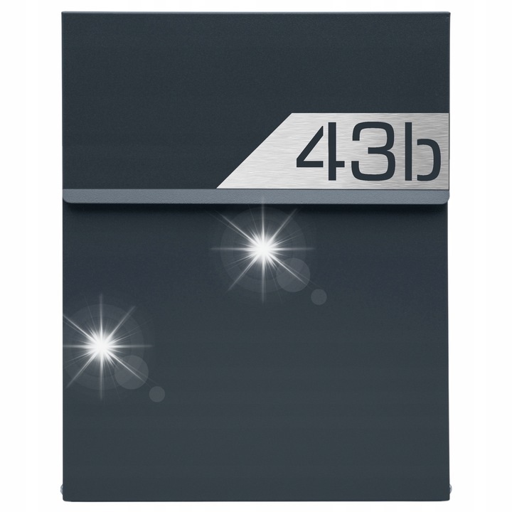 Személyre szabott M-TEC SLIM postaláda, antracit, 30,5x23,5x6,5cm, szerelőkészlettel együtt