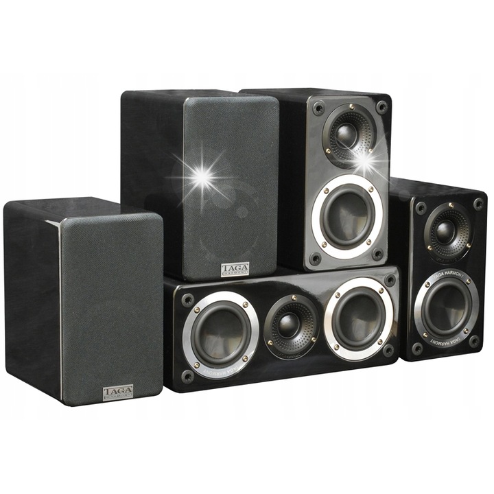 Set boxe home cinema Taga Harmony inMove 5.0, negru lucios, 20x11.6x16.9cm/12x30.5x15cm