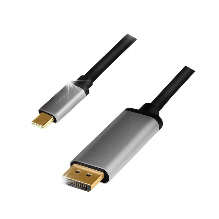 USB-C DisplayPort kábel 1.8m, 4K 60Hz, alumínium, szürke/fekete