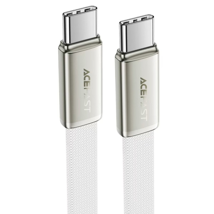 AceFast C24-03 töltőkábel, Type-C – Type-C, gyorstöltés, 60W, ultravékony kialakítás, nylon fonott, 1.2m, fehér