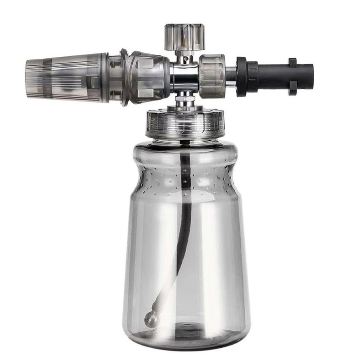 Lance spumare profesionala pentru aparate Karcher Seria K, model K2, K3, K4, K5, K6, K7, pulverizator spuma presiune inalta, sticla transparenta 1L, spuma ultra groasa reglabila, spalare auto