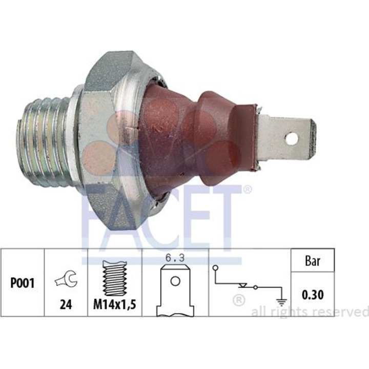 Senzor presiune, FACET, 7.0023, ulei, pentru Opel, Porsche