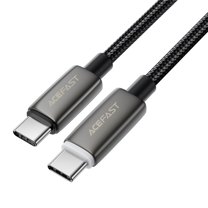 AceFast C23-03 töltőkábel, USB-C – USB-C, Smart Power-Off, 60W gyorstöltés, fonott kábel, 1.2m, fekete