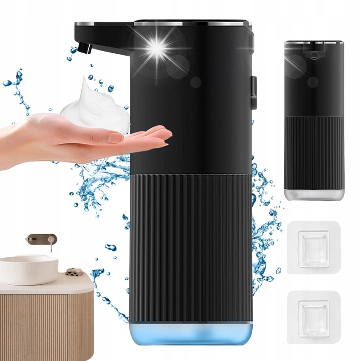 Bedee automata szappanadagoló, 380ml, fekete, USB-C töltés, falra vagy asztalra szerelhető