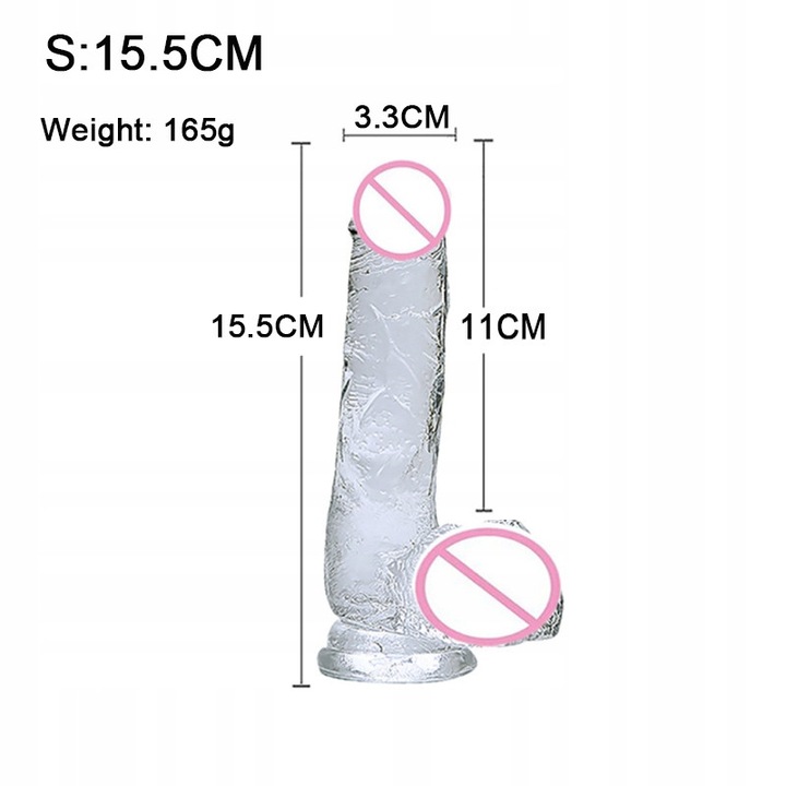 Dildo cu Priza, 13cm, Transparent, Material Elastic, Set pentru Incepatori