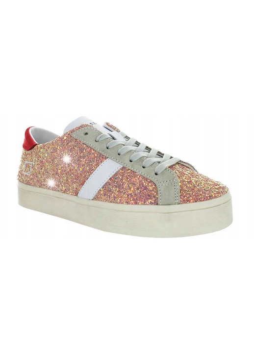 Tenisi dama D.A.T.E. HILL DOUBLE, multicolor cu sclipici, piele naturala si sintetic, pantofi confortabili, 39 EU