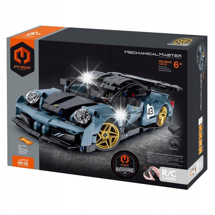 Set de constructie Super Auto RC, 449 elemente, Im.Master, grafit, 6+ ani
