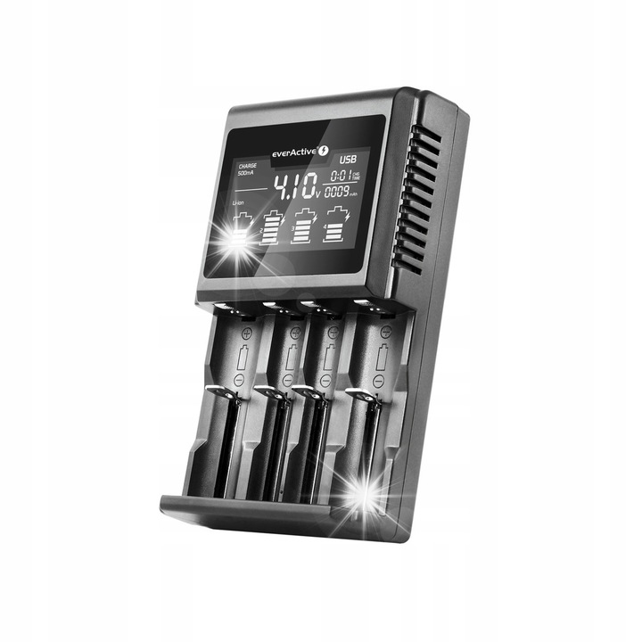 Incarcator EverActive UC-4000 pentru 4 acumulatori Ni-MH, Li-ion, LiFePO4, negru