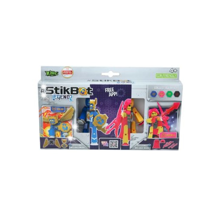 Фигурка Zing StikBot Legendz комплект 2 части Valor & Ruebell, 1.4x5.7x9.6см, с аксесоари