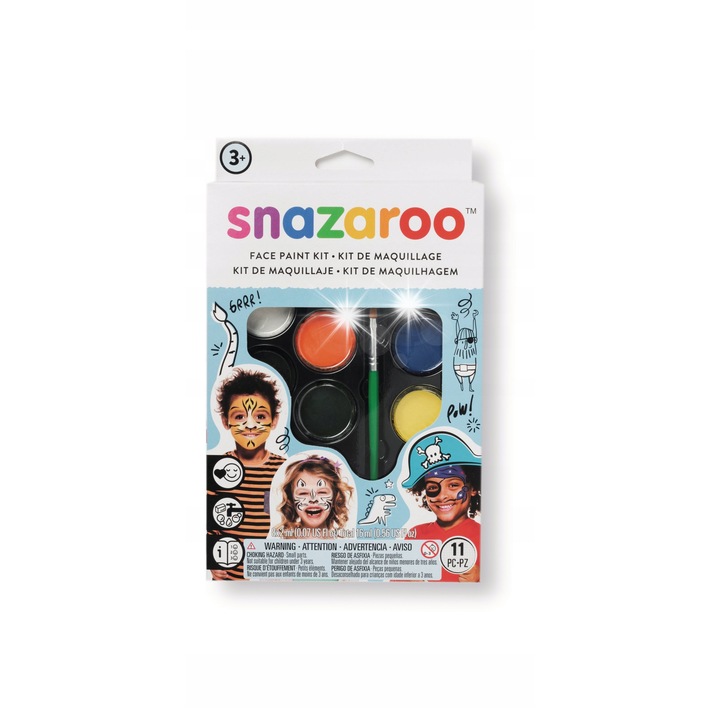 Snazaroo Fiú Kaland Arcfesték Készlet, 8 szín, 2ml mindegyik, többszínű