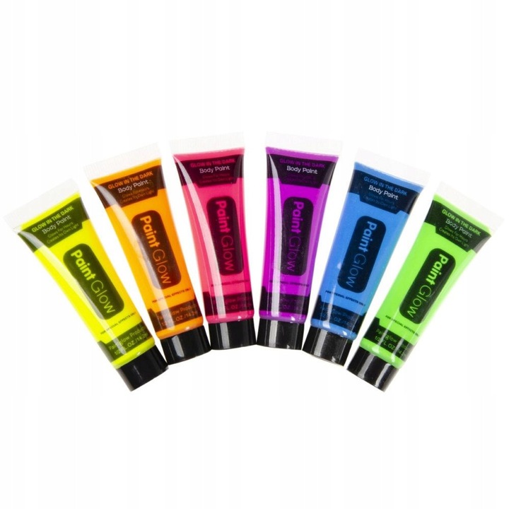 Set vopsele pentru fata si corp Paint Glow, 6 buc, culori fluorescente, 14 ml